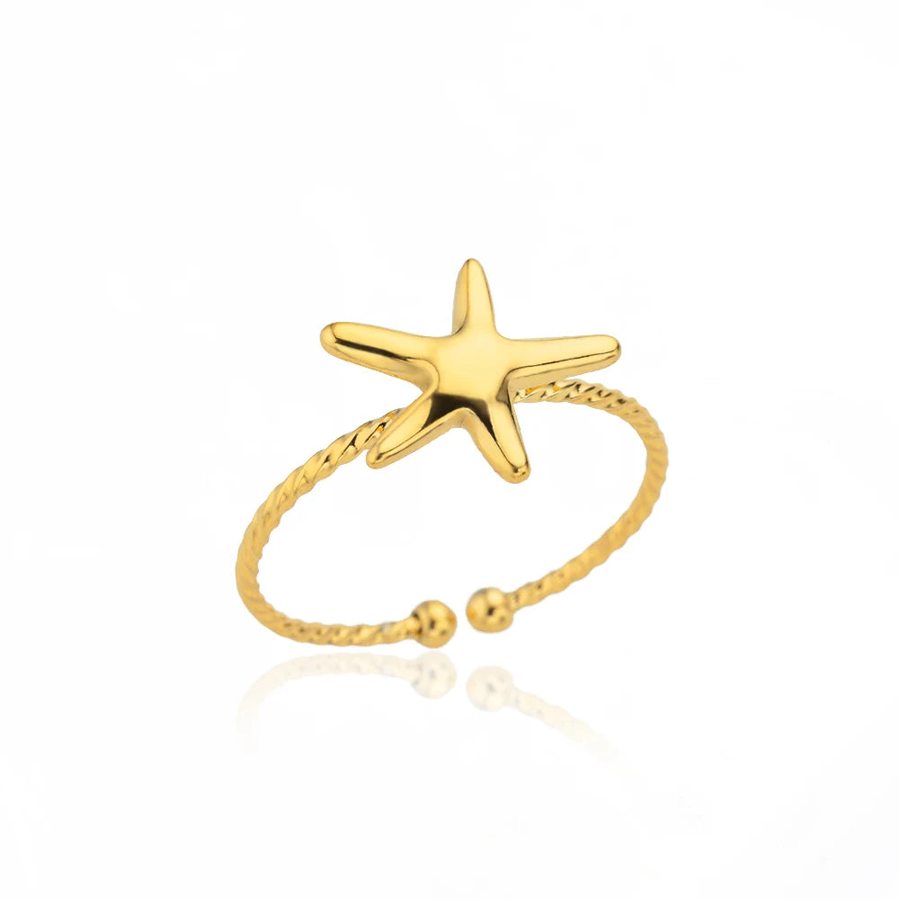 316L Stainless Steel Gold Rings – Luxury Adjustable Women’s Jewelry