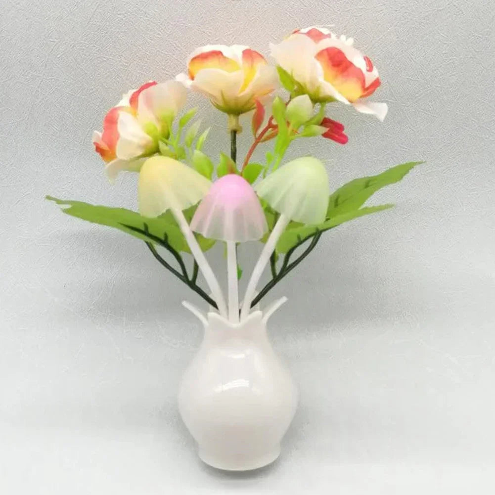 LED Rose Flower Night Light – Auto Sensor Mushroom Lamp for Cozy Home Decor