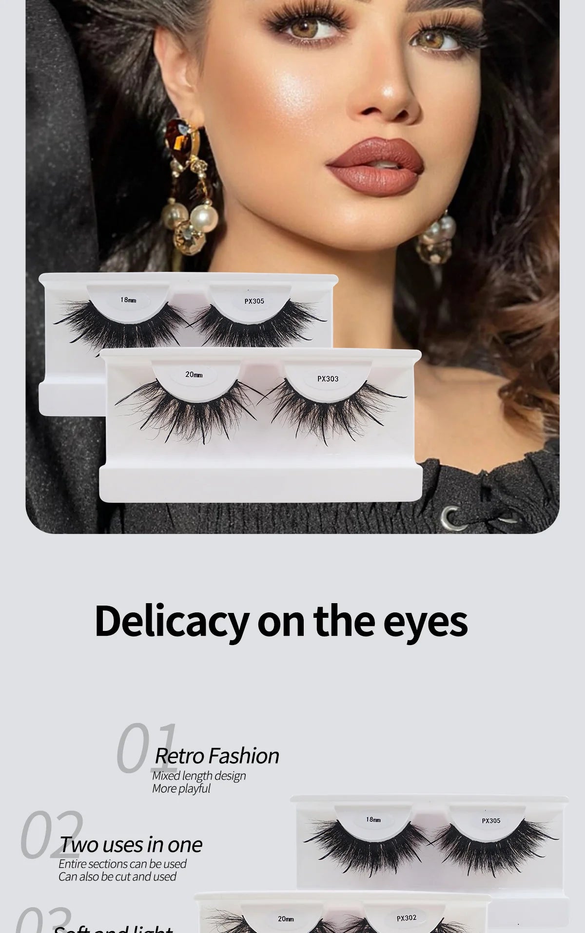 Full Strip Mink-Style Eyelashes – Reusable Synthetic Lash Extensions for Natural Look