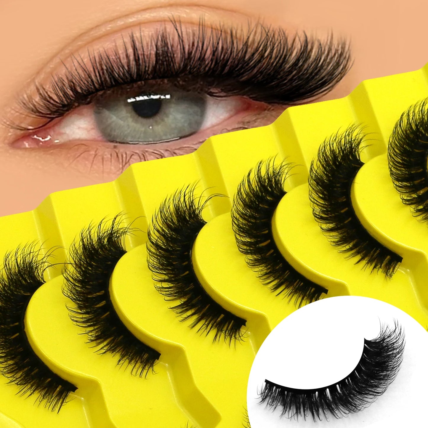 Cat Eye False Eyelashes – 5 Pairs Fluffy Full Strip Lashes