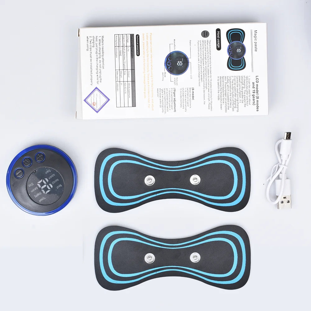 Mini Electric EMS Neck Massager – 8 Modes, 19 Intensity Levels for Pain Relief & Relaxation