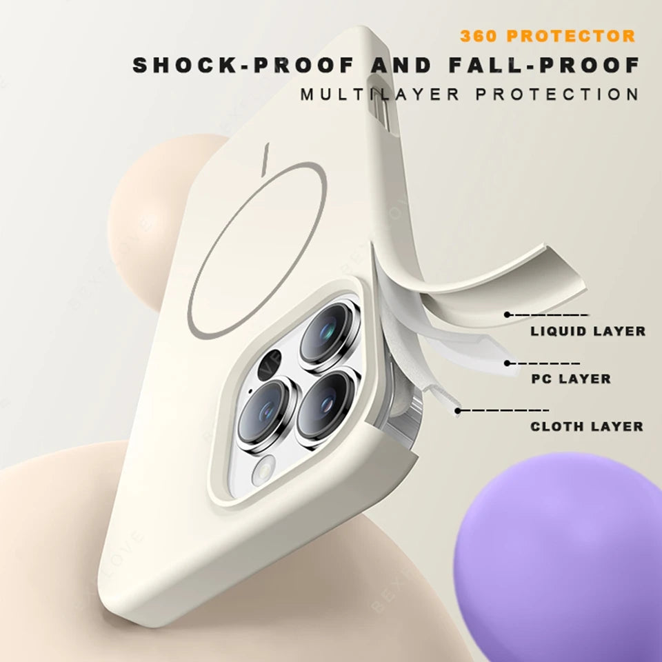 Magnetic Silicone MagSafe Case with Lanyard for iPhone