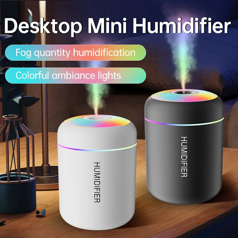 180ML Mini USB Air Humidifier with LED Lights – Portable Aroma Diffuser & Essential Oil Purifier