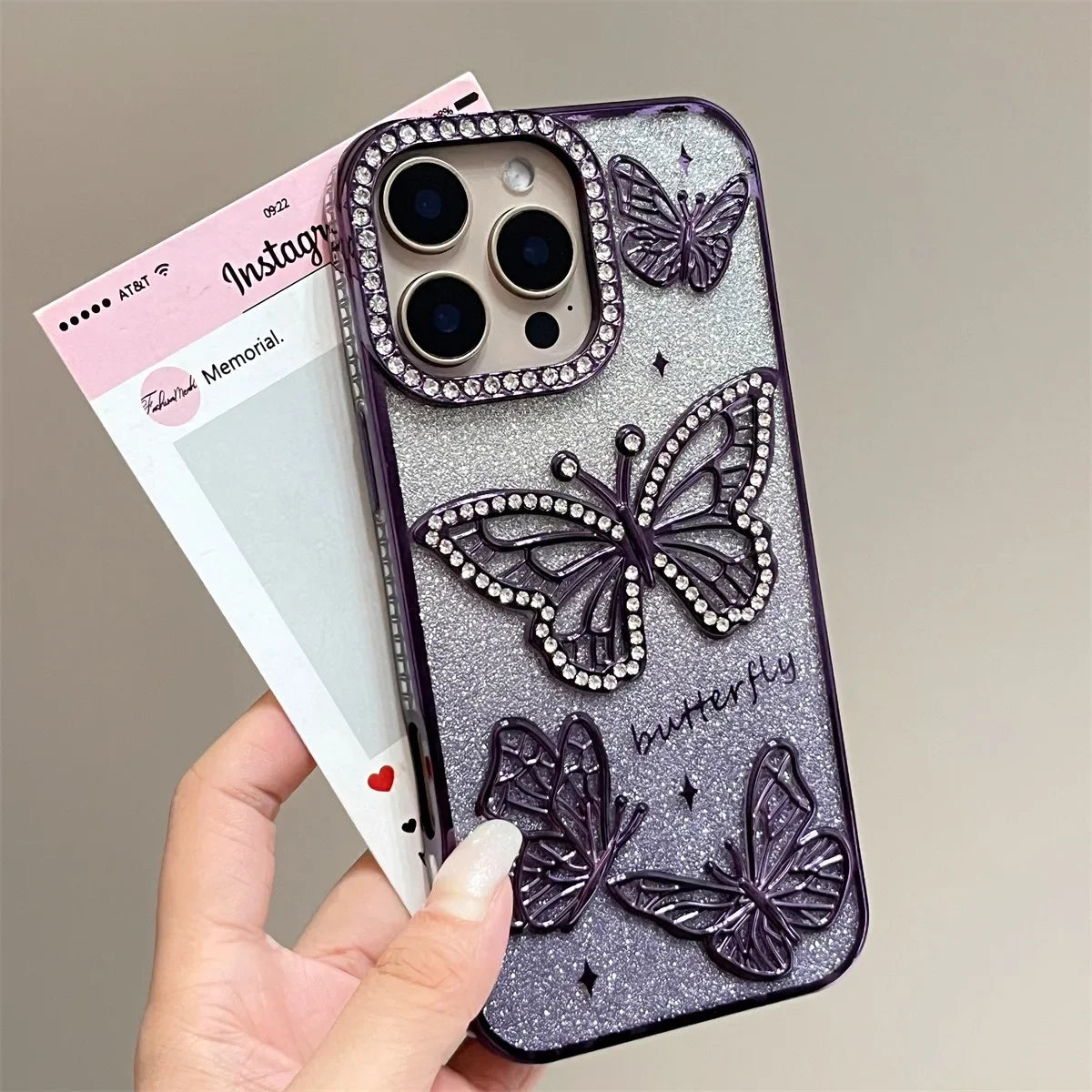 Diamond Butterfly Phone Case – Luxury Plating Soft Silicone Cover