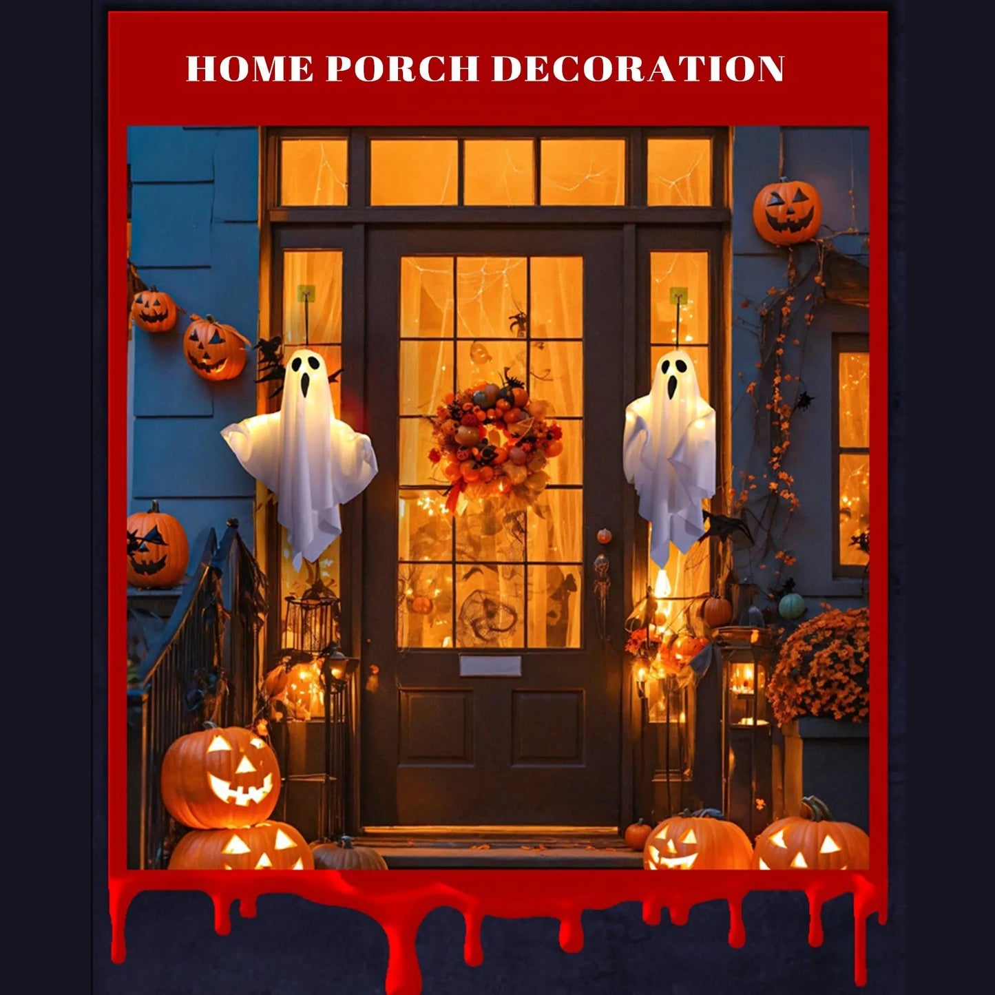 Halloween Light-Up Hanging Ghosts  Bright, Fun, and Perfect for Indoor or Outdoor Displays