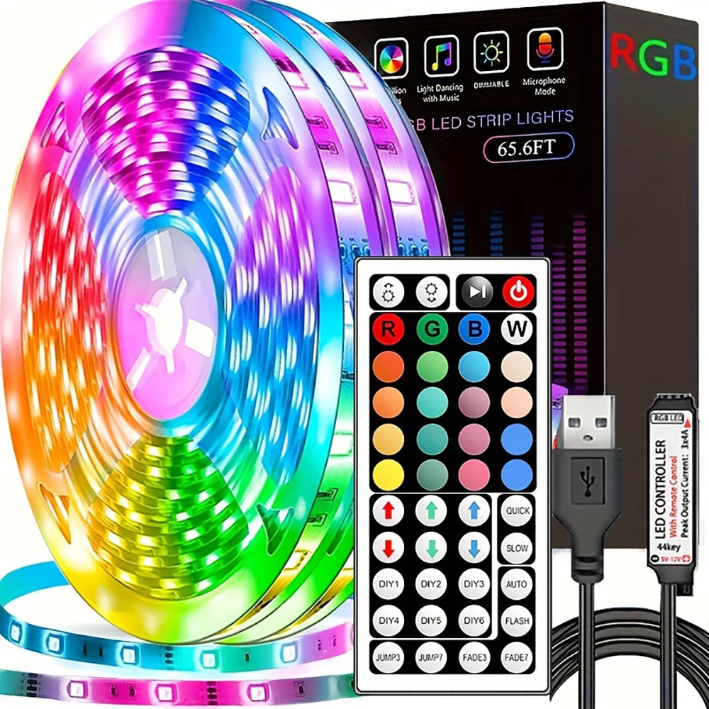 RGB LED Strip Lights with Remote Control – Color Changing Light Strips for Bedroom, TV, and Party Decor
