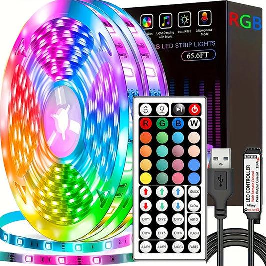 RGB LED Strip Lights with Remote Control – Color Changing Light Strips for Bedroom, TV, and Party Decor