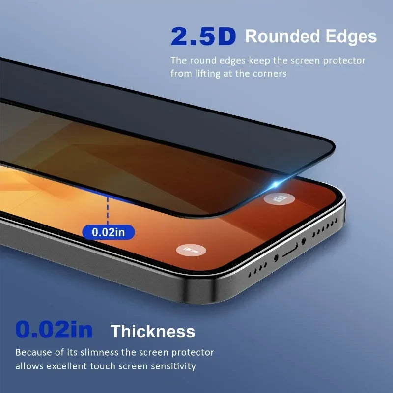 5PCS Privacy Screen Protector – Anti-Spy Tempered Glass for iPhone (Full Cover)