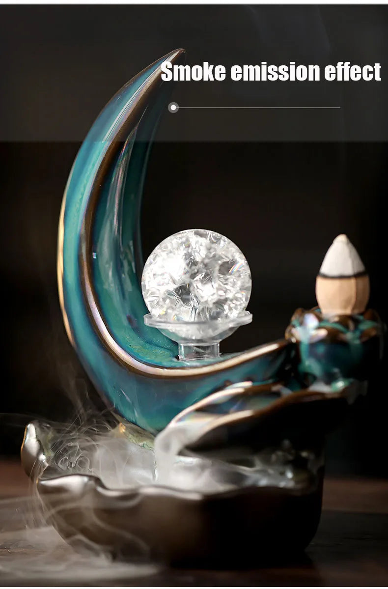 Backflow Incense Burner – Moon Design Ceramic Holder for Home and Office Decoration