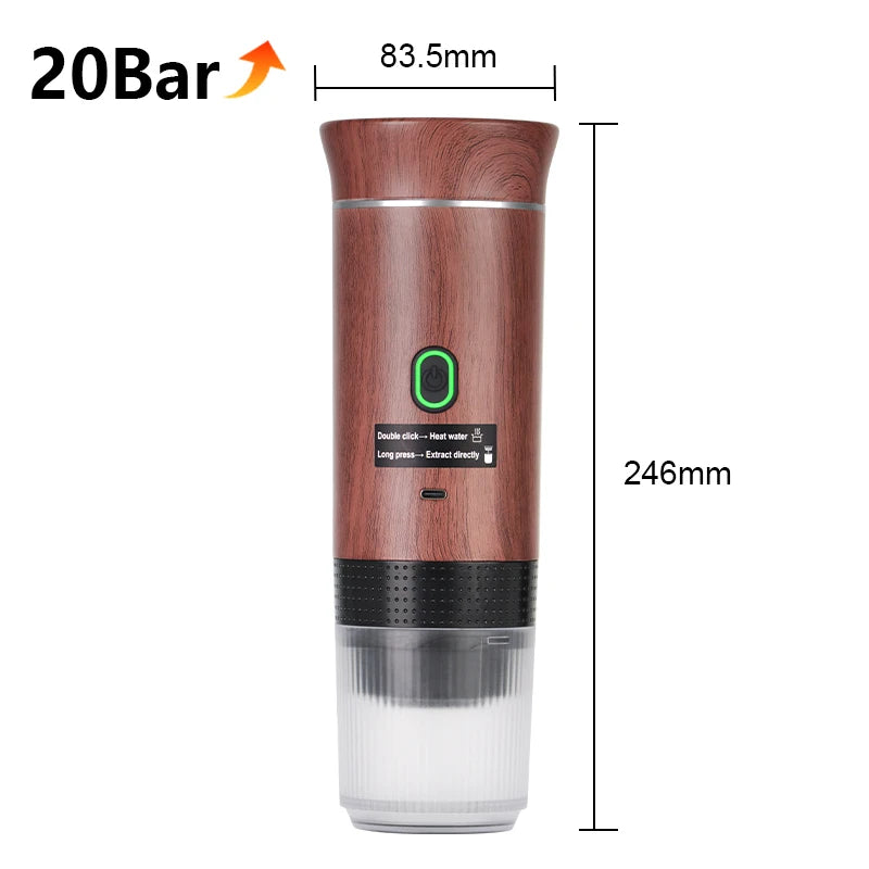 Wireless Portable Espresso Coffee Maker – 20 Bar 3-in-1 Travel Coffee Machine