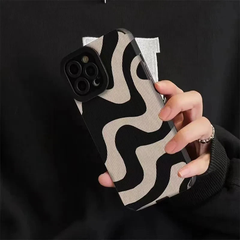 Fashion Zebra Stripe Black & White Shockproof Phone Case  For iPhone 11–16 Pro Max