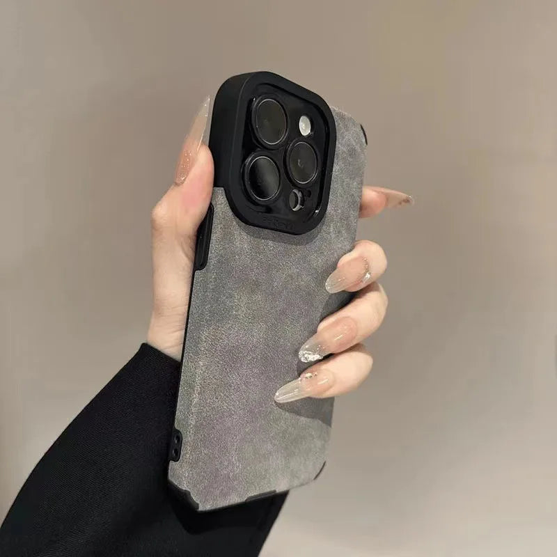 Matte Leather Silicone Case for iPhone – Shockproof Soft Cover