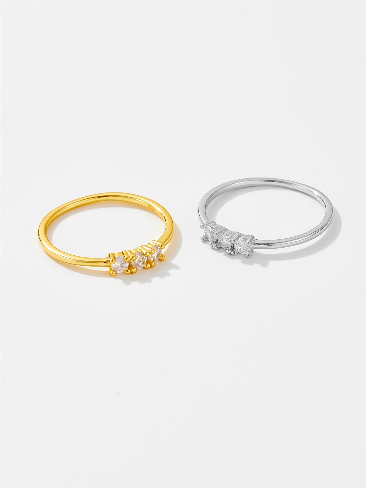 Gold Zircon Trio Ring for Women