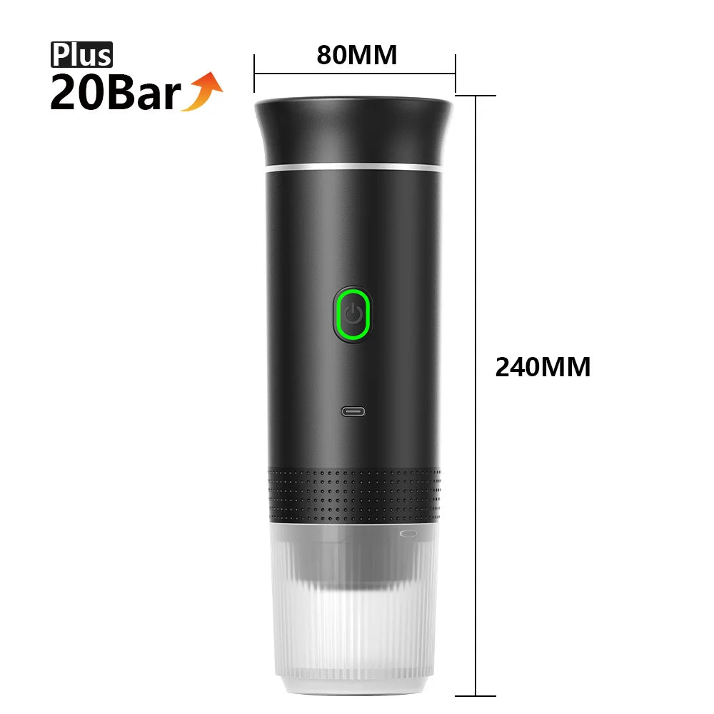 Wireless Portable Espresso Coffee Maker – 20 Bar 3-in-1 Travel Coffee Machine