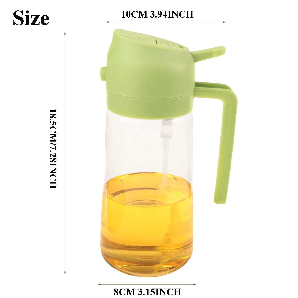 2 in 1 Olive Oil Dispenser and Sprayer – 16oz Bottle for Kitchen Use