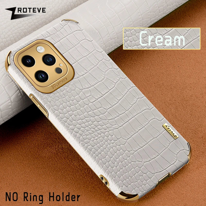 Luxury Crocodile Leather Pattern Phone Case – Gold Plating Silicone Cover