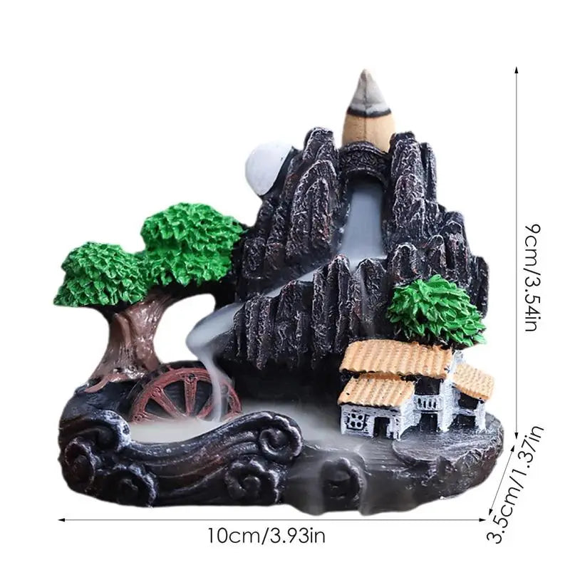 Waterfall Incense Burner – Mountain River Backflow Holder for Home Decor