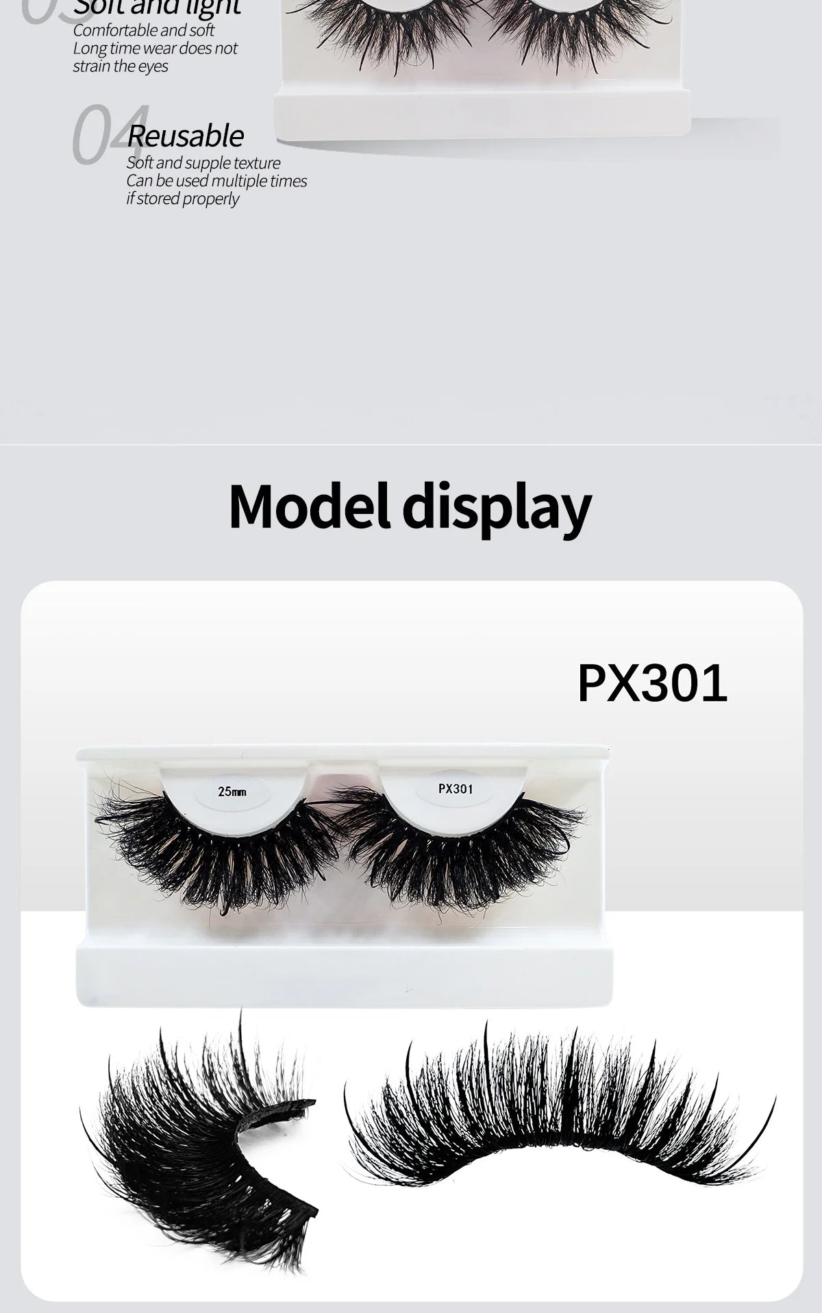 Full Strip Mink-Style Eyelashes – Reusable Synthetic Lash Extensions for Natural Look