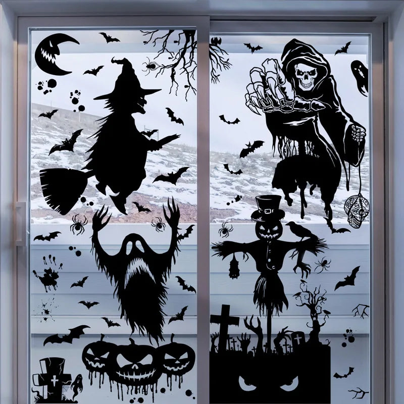 Black Halloween Door Sticker Decoration Bold, Creepy, and Perfect for Any Front Door
