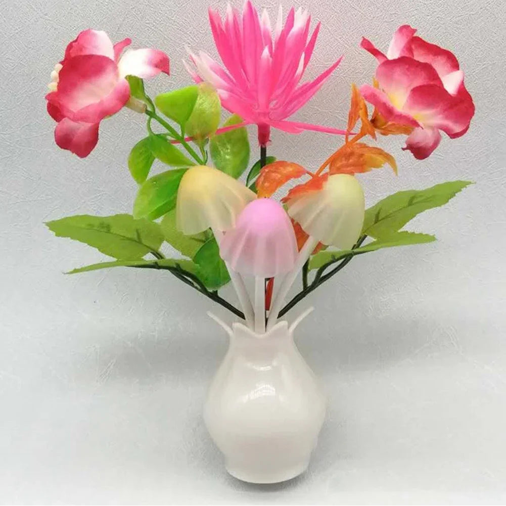LED Rose Flower Night Light – Auto Sensor Mushroom Lamp for Cozy Home Decor