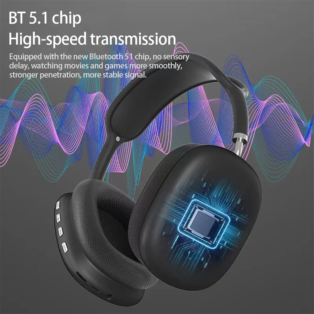 P9 Wireless Bluetooth Headphones – Noise Cancelling Over-Ear Headset with Mic & 360° Surround Sound