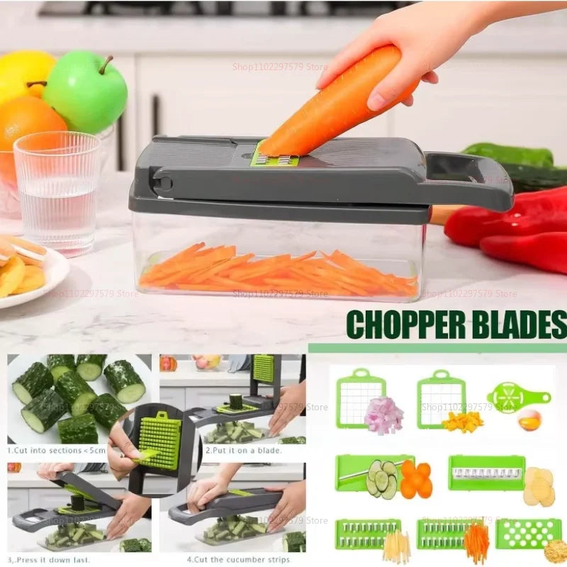 14-in-1 Vegetable Cutter – Multi-Function Slicer, Grater & Chopper
