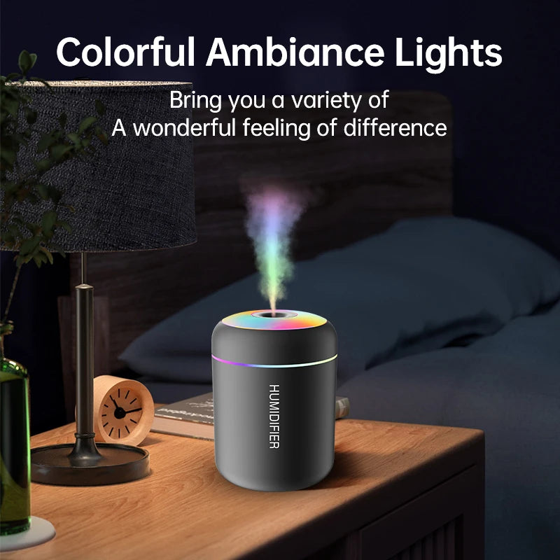 180ML Mini USB Air Humidifier with LED Lights – Portable Aroma Diffuser & Essential Oil Purifier