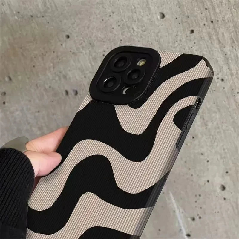 Fashion Zebra Stripe Black & White Shockproof Phone Case  For iPhone 11–16 Pro Max
