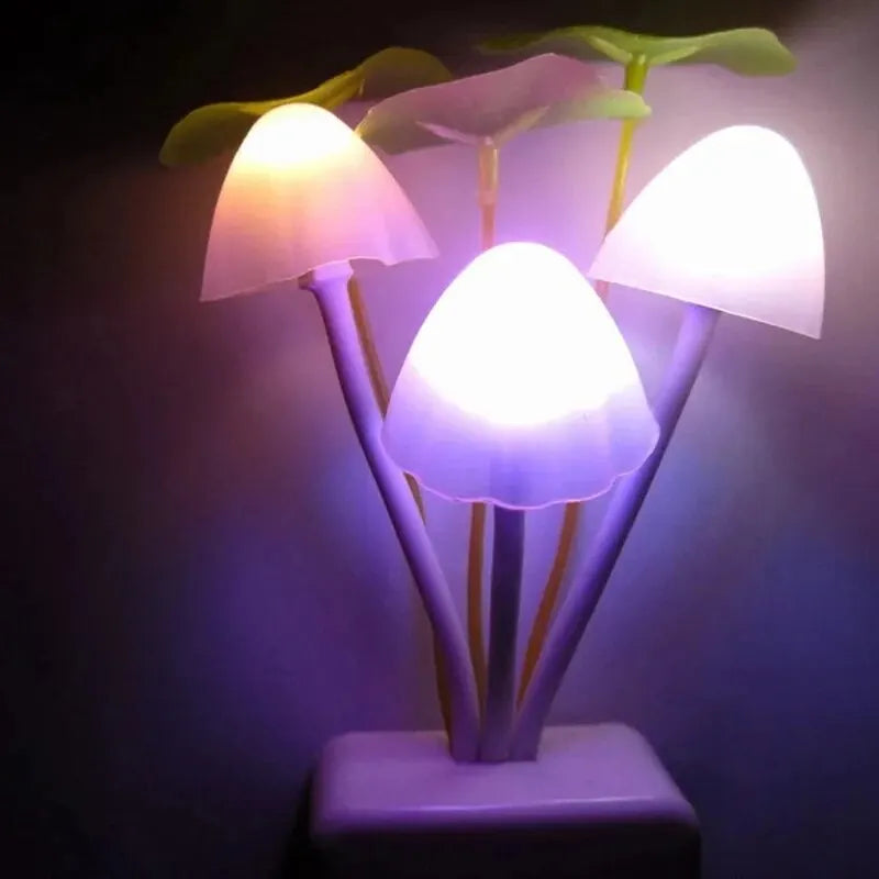 LED Mushroom Night Light – Auto Sensor Plug-in Lamp for Bedroom & Home Decor