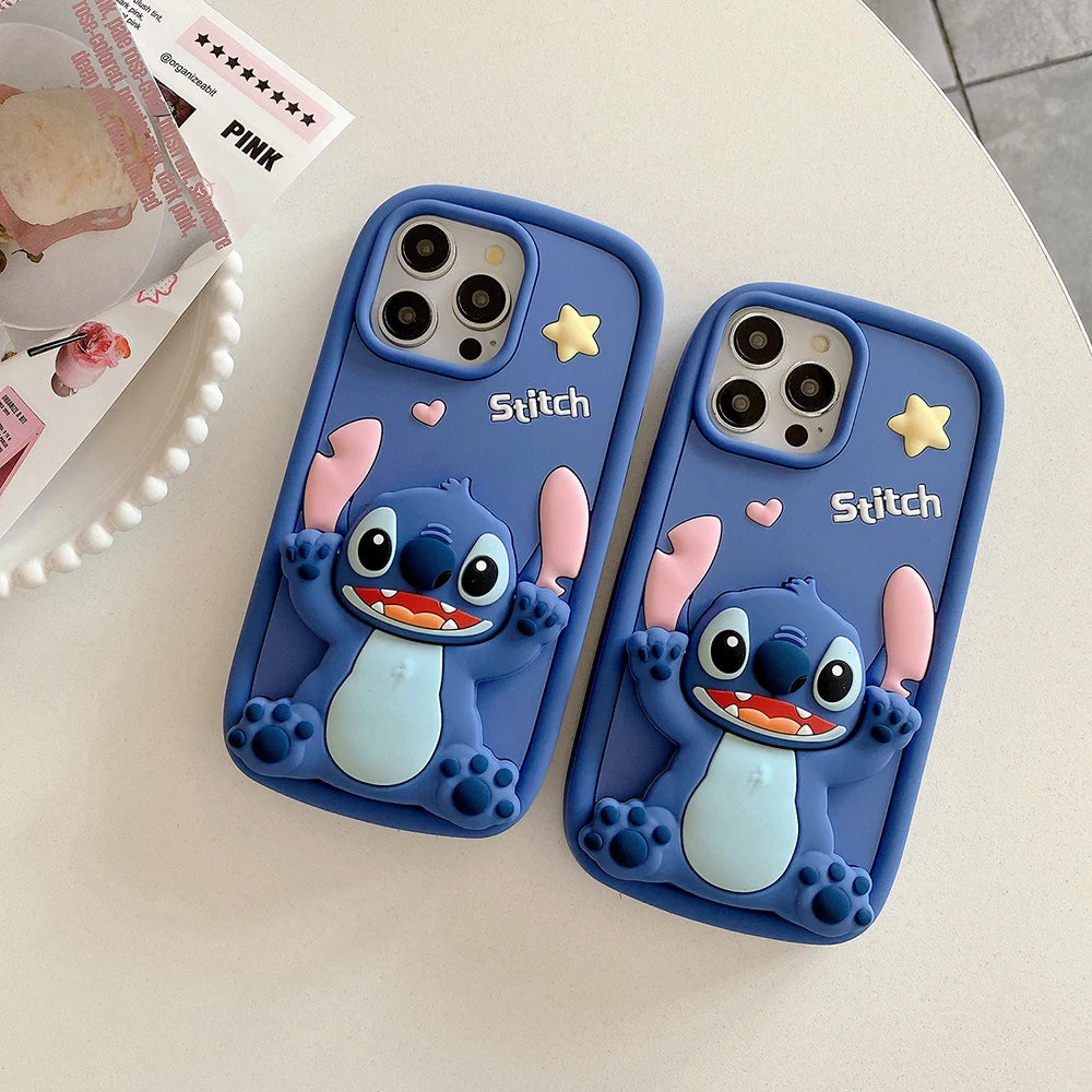 Cute 3D Stitch Cartoon Silicone Phone Case for iPhone Models