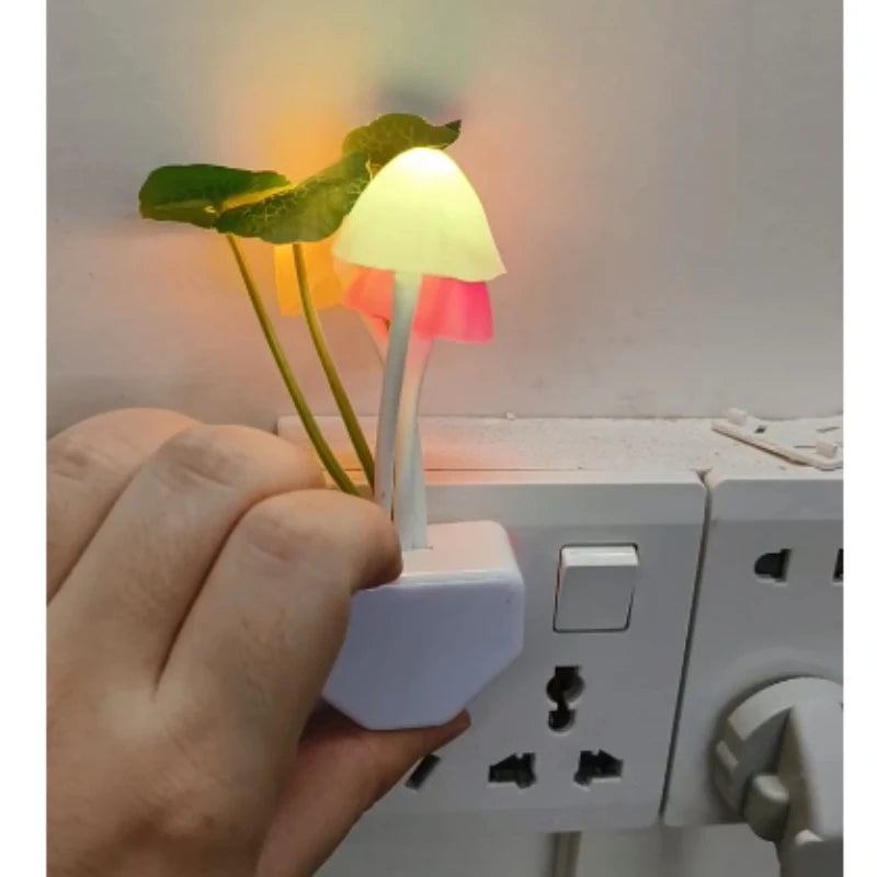 LED Mushroom Night Light – Auto Sensor Plug-in Lamp for Bedroom & Home Decor