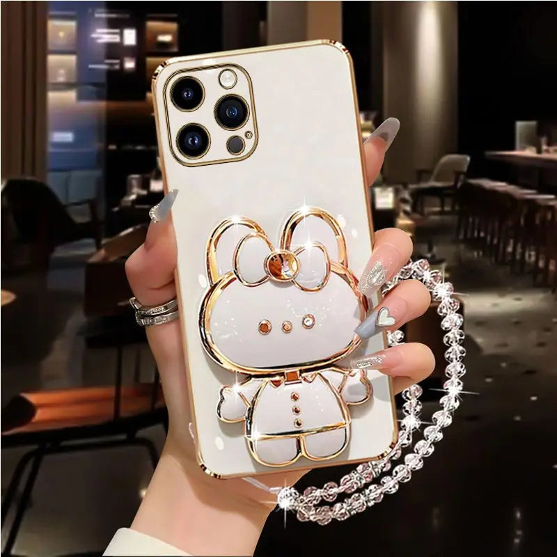 Diamond Mirror Rabbit Holder Case for iPhone