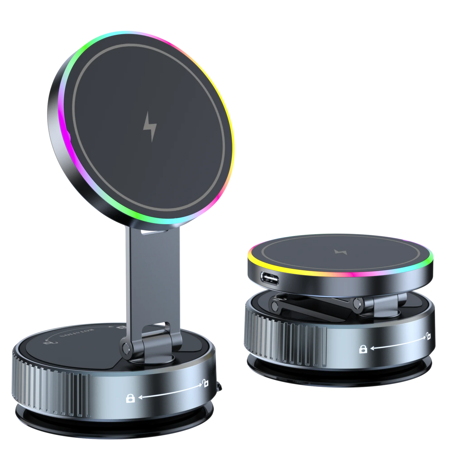 15W Wireless Charger Magnetic Car Holder – Multi-Angle Rotation for iPhone 12–16 Pro Max