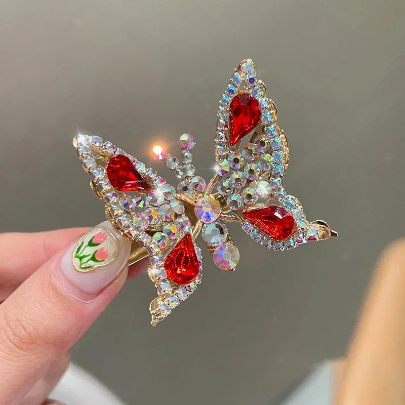 Butterfly Rhinestone Hair Clip for Women – Sparkling Crystal Barrette, Elegant Side Hairpin, Decorative Hair Accessory