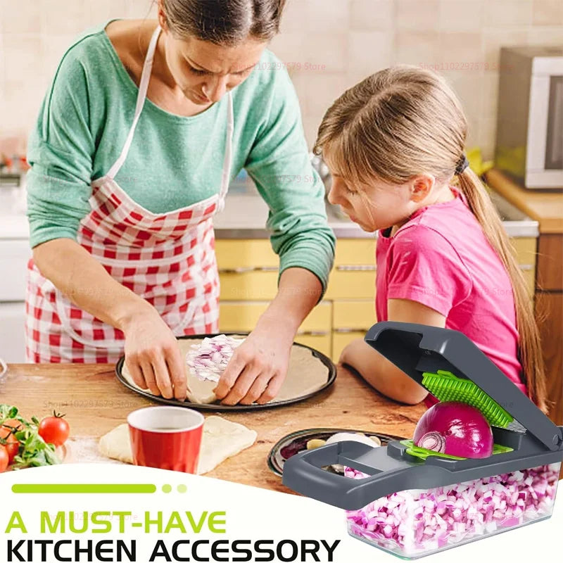 14-in-1 Vegetable Cutter – Multi-Function Slicer, Grater & Chopper