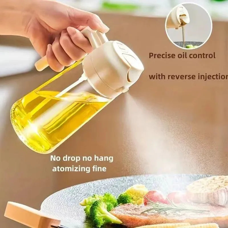 2 in 1 Olive Oil Dispenser and Sprayer – 16oz Bottle for Kitchen Use