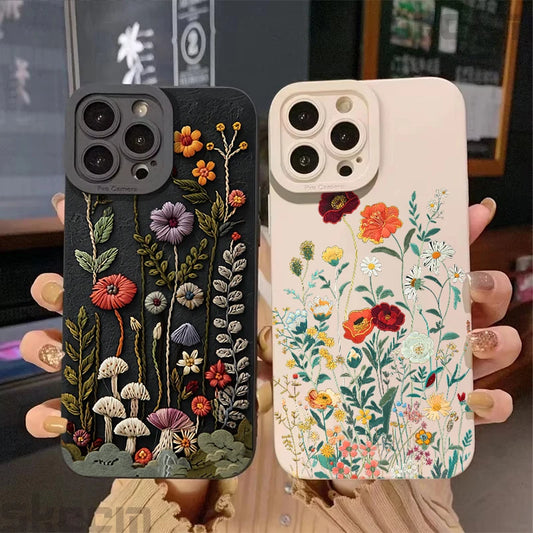 Embossed Floral Pattern Soft Case for iPhone