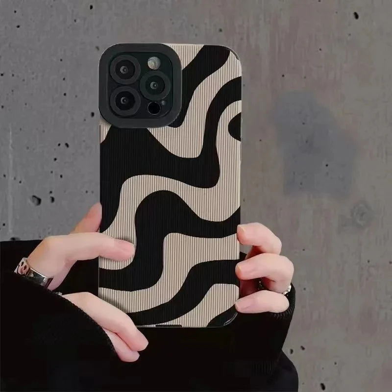 Fashion Zebra Stripe Black & White Shockproof Phone Case  For iPhone 11–16 Pro Max