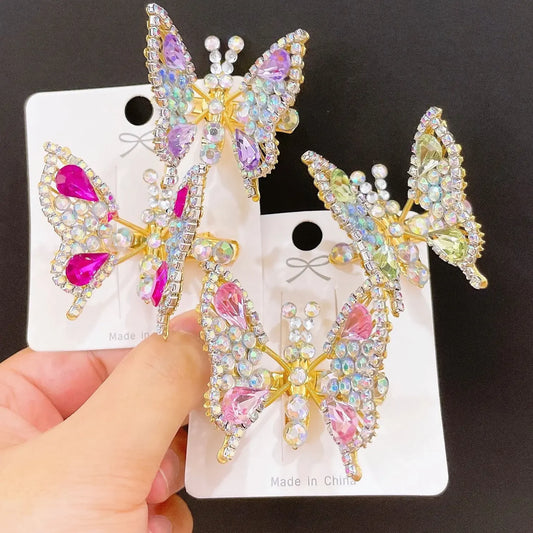 Butterfly Rhinestone Hair Clip for Women – Sparkling Crystal Barrette, Elegant Side Hairpin, Decorative Hair Accessory