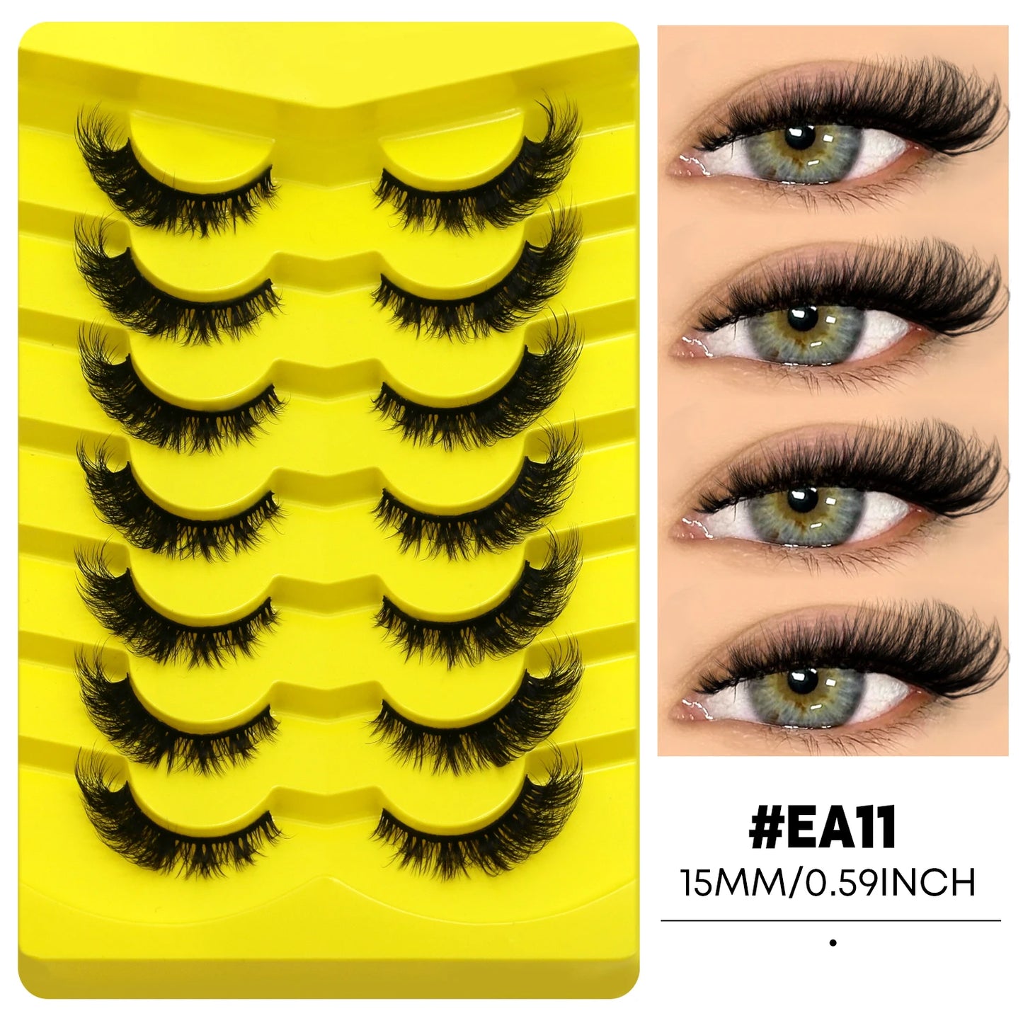 Cat Eye False Eyelashes – 5 Pairs Fluffy Full Strip Lashes