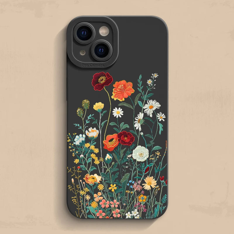 Embossed Floral Pattern Soft Case for iPhone