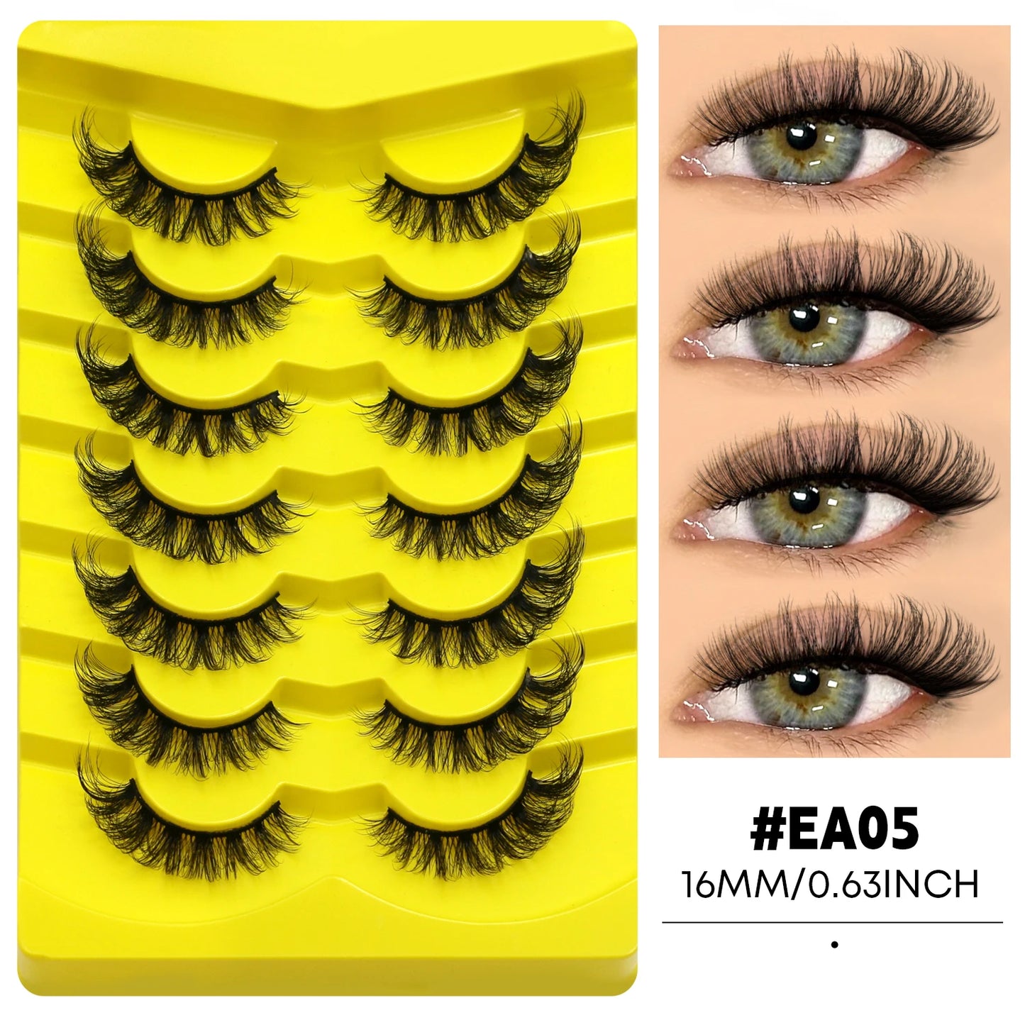 Cat Eye False Eyelashes – 5 Pairs Fluffy Full Strip Lashes