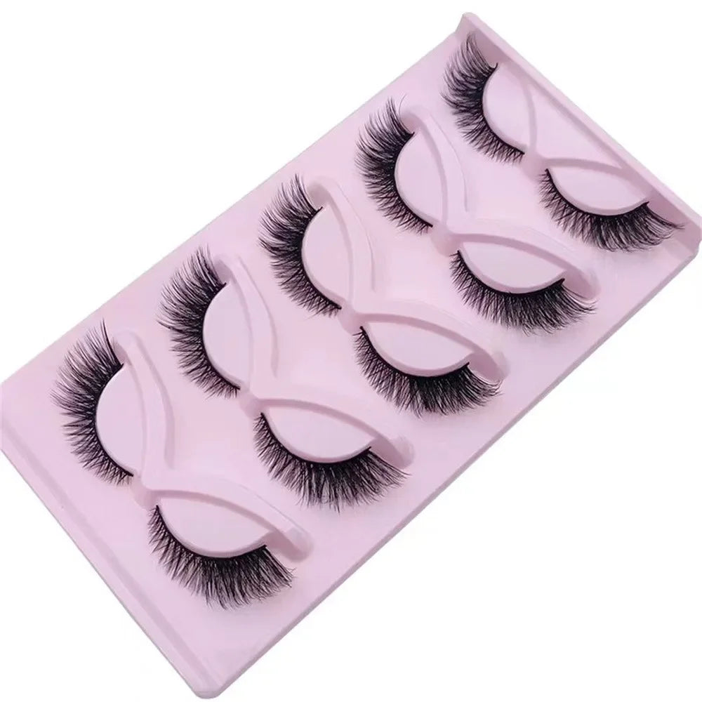 5 Pairs Wispy Cat Eye False Eyelashes – Handmade Fluffy Lashes for Natural & Glam Look