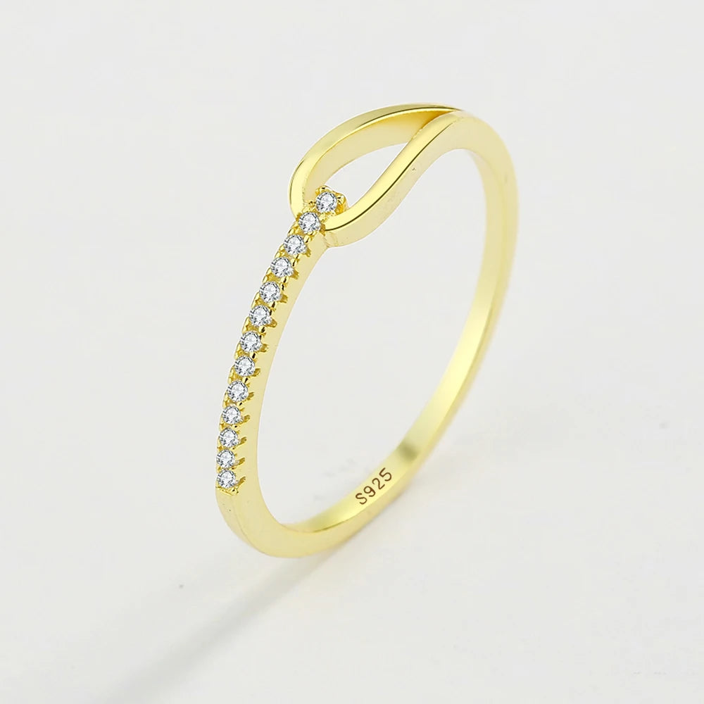 Gold Zircon Hollow Ring for Women
