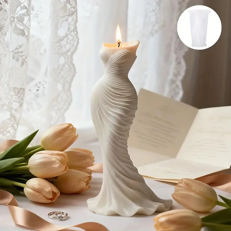 Fishtail Dress Mold Candle – Elegant Decorative Candle for Weddings and Home Decor