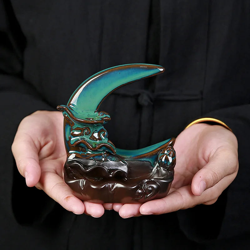 Backflow Incense Burner – Moon Design Ceramic Holder for Home and Office Decoration