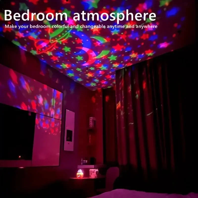 LED Starry Sky Projector Lamp – USB Rotating Night Light for Kids & Home Decor