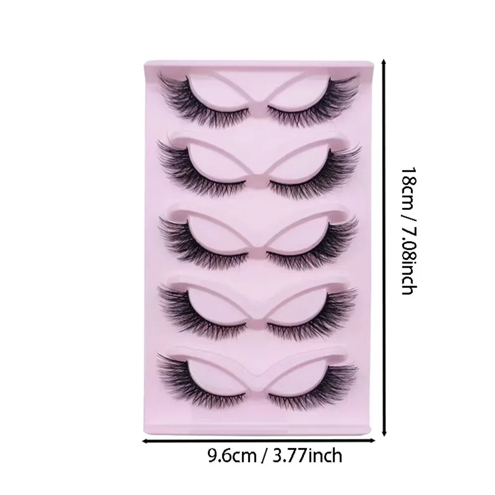 5 Pairs Wispy Cat Eye False Eyelashes – Handmade Fluffy Lashes for Natural & Glam Look