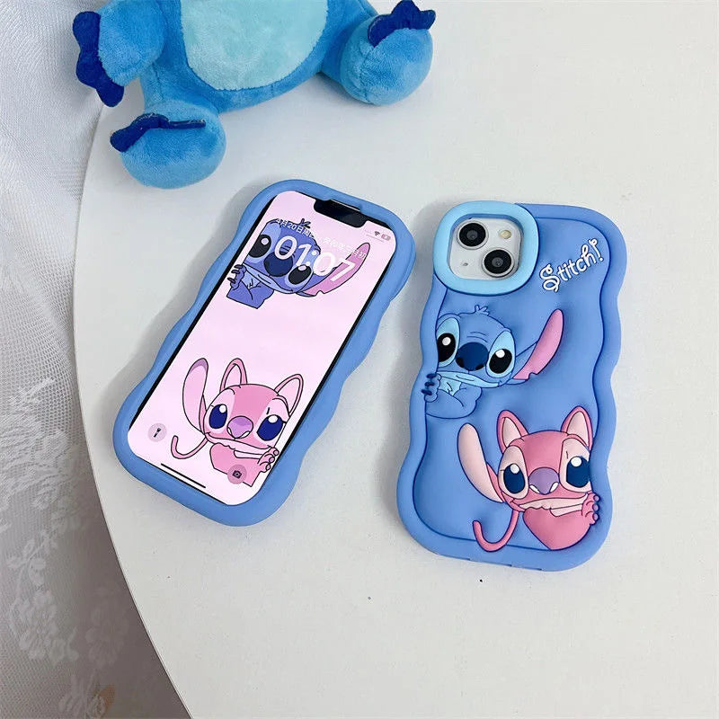 Cute 3D Stitch Cartoon Silicone Phone Case for iPhone Models